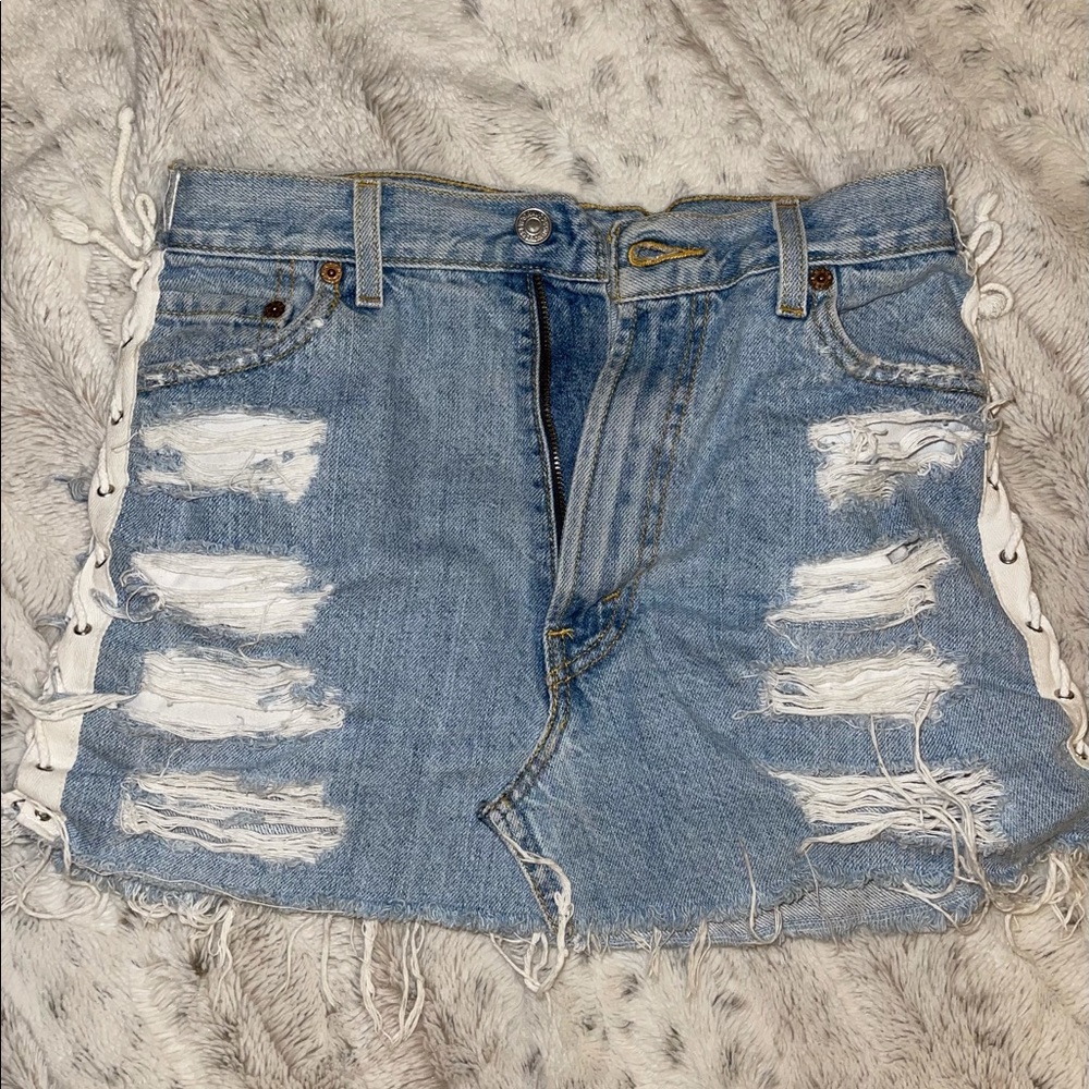 Lace up side Levi’s skirt
